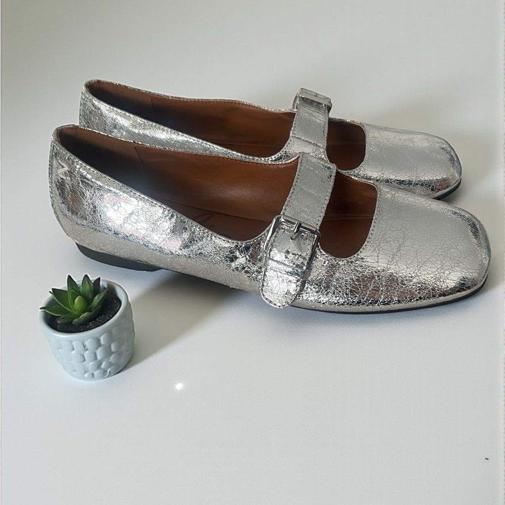 Zodiac Silver Metallic Mary Jane Flats